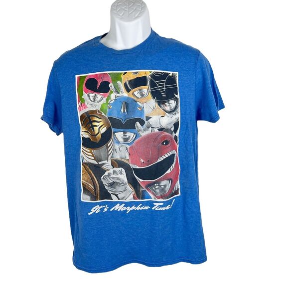 Power Rangers Shirt Men Medium Blue Short Sleeve Graphic It's Morphin Time - Picture 1 of 12